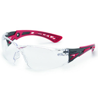 Bolle RUSH Safety Glasses - Black/Red Frame /  Clear Lens