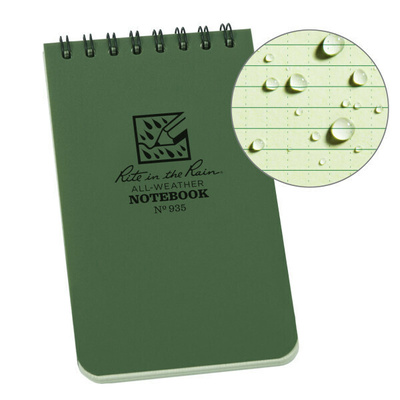 Rite in the Rain Top Spiral 3 X 5 Notebook - Green