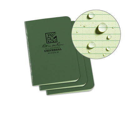 Rite in the Rain Stapled Mini Notebook - Universal - Green - 3 Pack